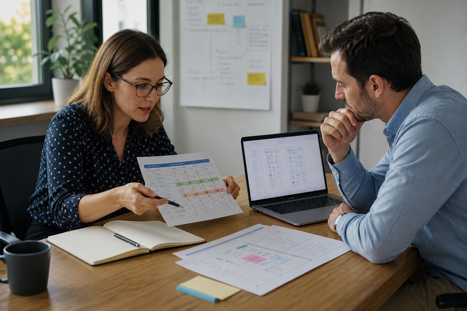 Founders reviewing a platform scorecard together